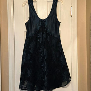 KATHRYN Vintage Dark Teal Floral Pattern Burnout Nightgown Size ~6/8